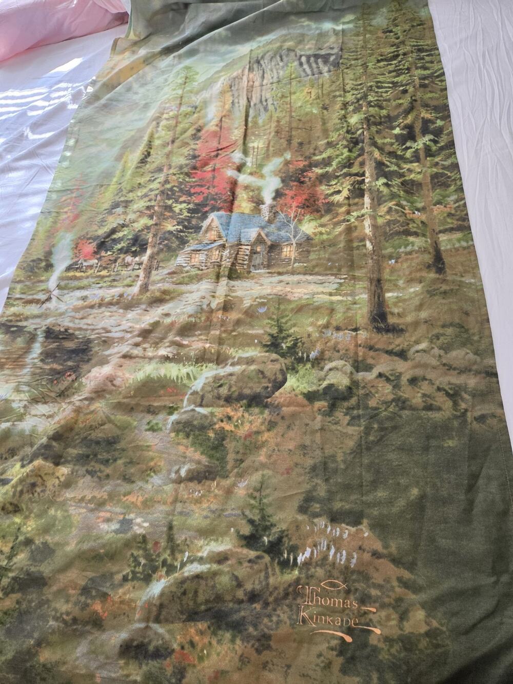 Thomas Kinkade A Peaceful Retreat" Panel Replacement 44x23 Vtg Art Decor Garden